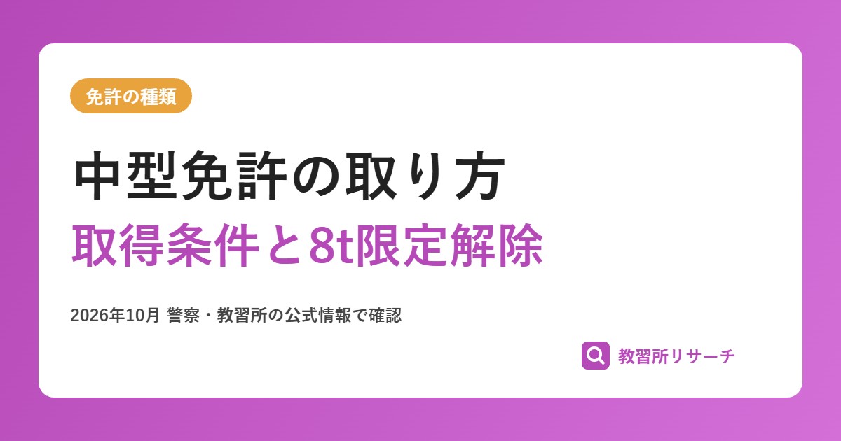 中型免許の取り方｜取得条件・8t限定解除・教習時限と期間を解説