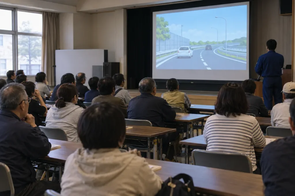 免許更新時講習を受ける人たち